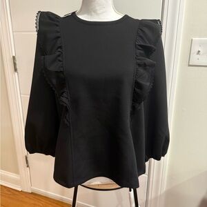 Cupio Black Ruffle Sleeve Blouse